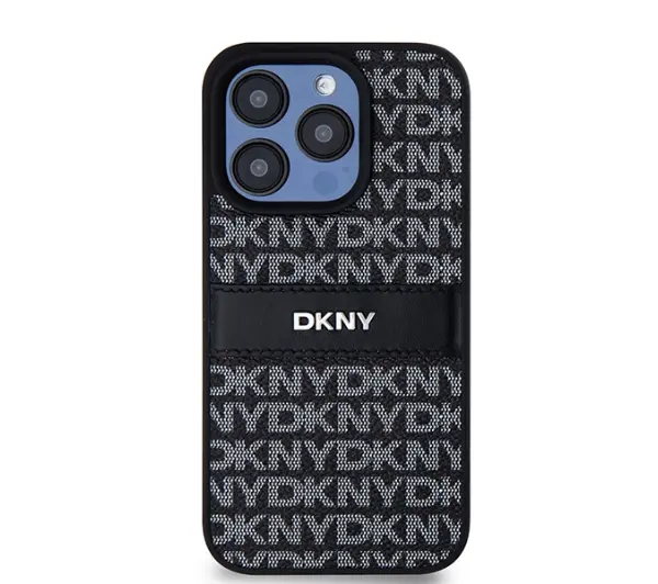 DKNY Hardcase Leather Mono Stripe & Metal Logo do iPhone 15 Pro Max Czarny