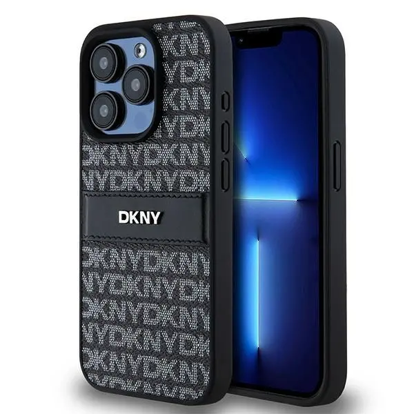 Etui DKNY Hardcase Leather Mono Stripe & Metal Logo do iPhone 15 Pro Max Czarny