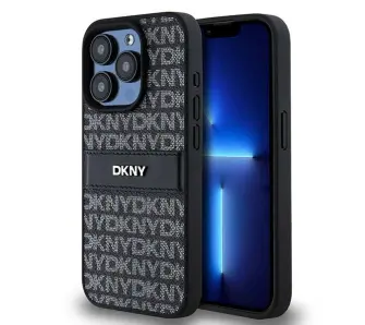 Etui DKNY Hardcase Leather Mono Stripe & Metal Logo do iPhone 15 Pro Max Czarny