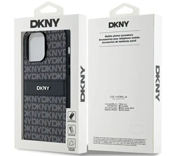 DKNY Hardcase Leather Mono Stripe & Metal Logo do iPhone 15 Plus Czarny