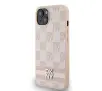 Etui DKNY Leather Checkered Mono Pattern & Printed Stripes do iPhone 15 Różowy