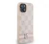 Etui DKNY Leather Checkered Mono Pattern & Printed Stripes do iPhone 15 Różowy