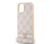 Etui DKNY Leather Checkered Mono Pattern & Printed Stripes do iPhone 15 Różowy