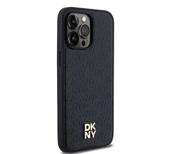DKNY Hardcase Leather Pattern Metal Logo MagSafe DKHMP14LPSHRPSK do iPhone 14 Pro Czarny