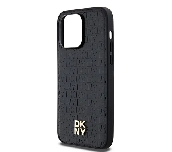DKNY Hardcase Leather Pattern Metal Logo MagSafe DKHMP14LPSHRPSK do iPhone 14 Pro Czarny