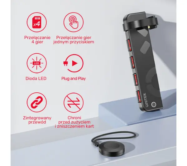 Unitek G1002E 4w1 Game Card Reader do Nintendo Switch + pilot