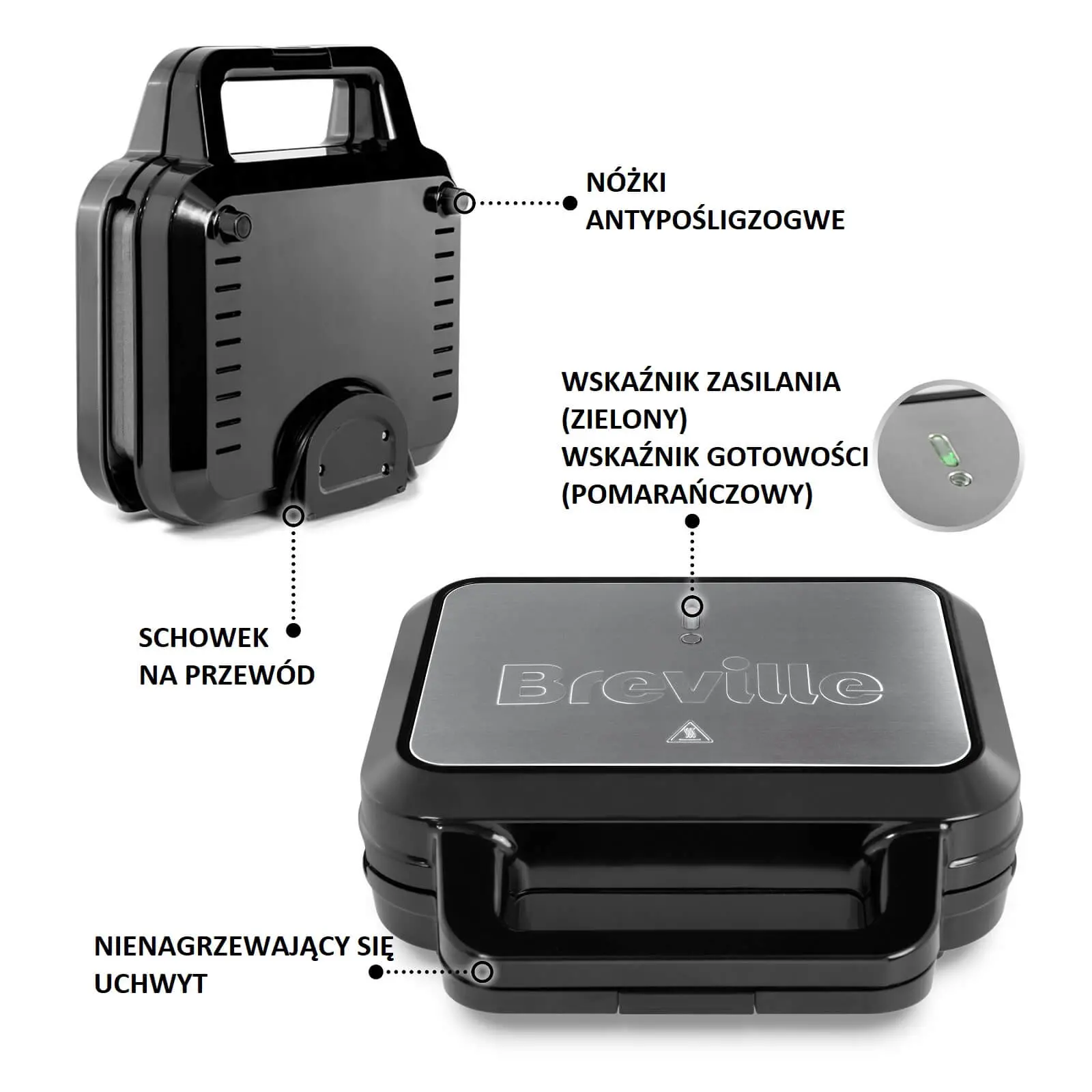 Opiekacz Breville VST098X 3w1 Trójkąty Gofry Panini 900W