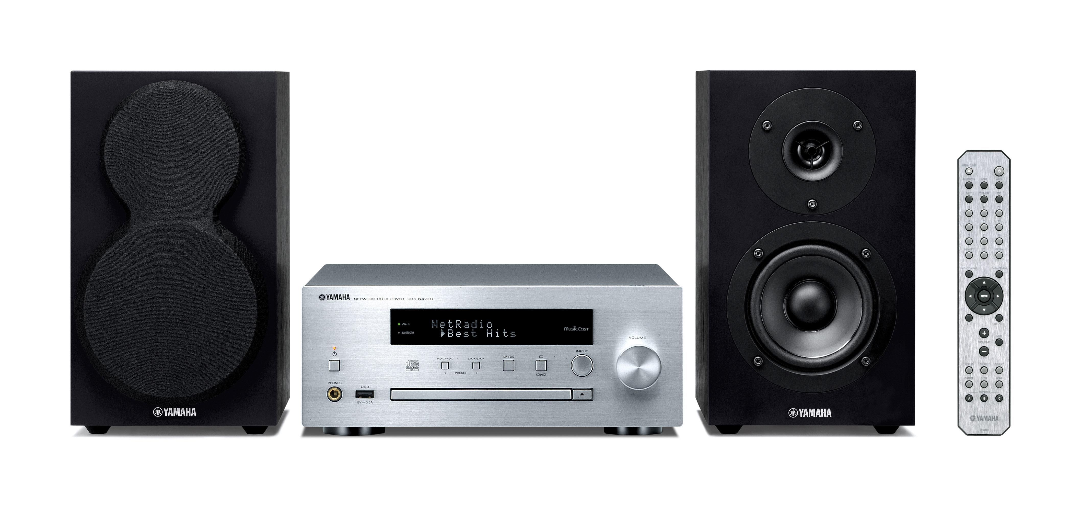 Wieża Yamaha MusicCast MCR-N470D PianoCraft 40W Wi-Fi Bluetooth Radio FM, DAB+, Internetowe Srebrny
