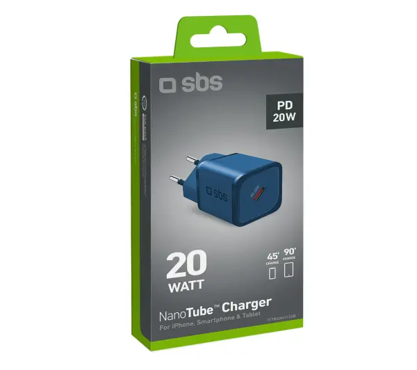 SBS NanoTube GaN PD20W USB-C Niebieski