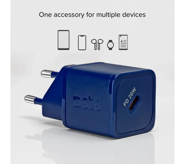 SBS NanoTube GaN PD20W USB-C Niebieski