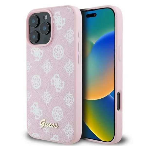 Etui Guess Peony Script MagSafe do iPhone 16 Pro Max Różowy