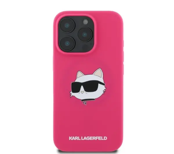 Karl Lagerfeld hardcase Silicone Choupette Head Print MagSafe iPhone 16 Pro Max Fuksja