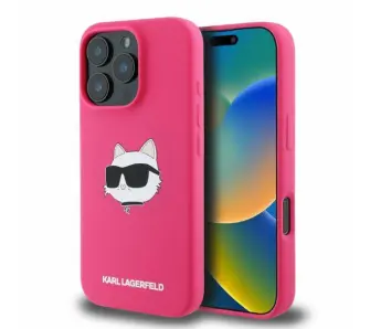 Etui Karl Lagerfeld hardcase Silicone Choupette Head Print MagSafe iPhone 16 Pro Max Fuksja