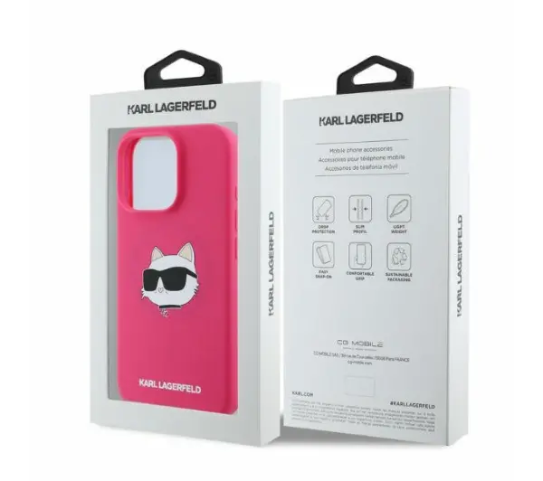Karl Lagerfeld hardcase Silicone Choupette Head Print MagSafe iPhone 16 Pro Max Fuksja