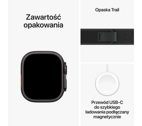 Apple Watch Ultra 2 GPS + Cellular koperta z tytanu czarna 49mm opaska Trail czarny S/M - Kup na Raty - RRSO 0%