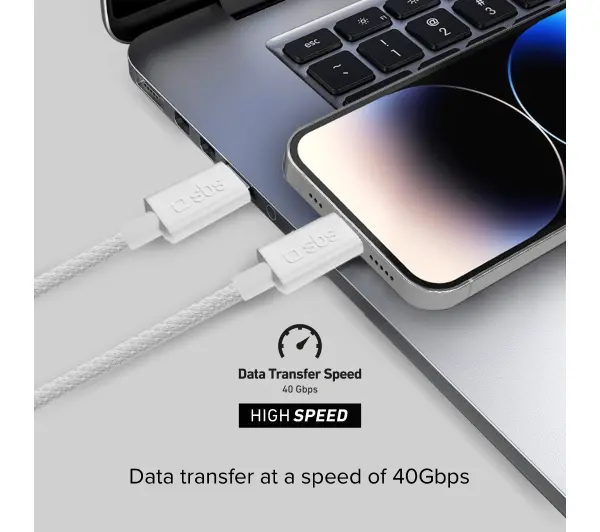 SBS USB-C do USB-C 4.0 240W 1m Biały