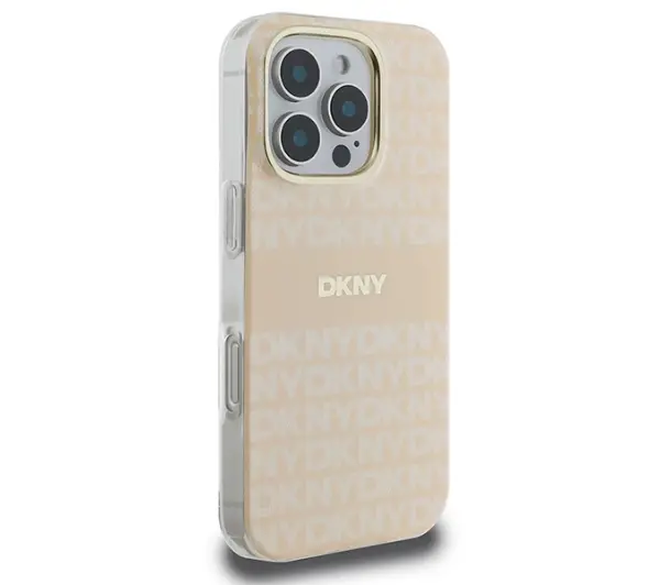 DKNY Repeat texture patern & Stripe MagSafe do iPhone 16 Pro Różowy