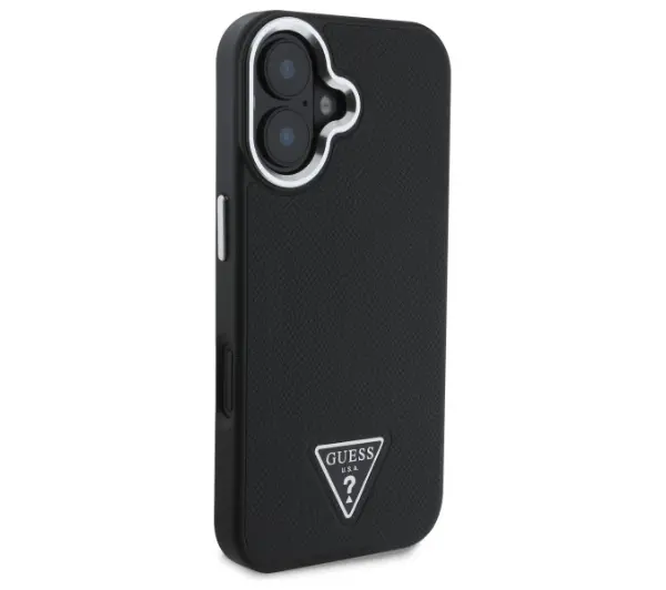 Guess Grained Triangle MagSafe do iPhone 16 Czarny