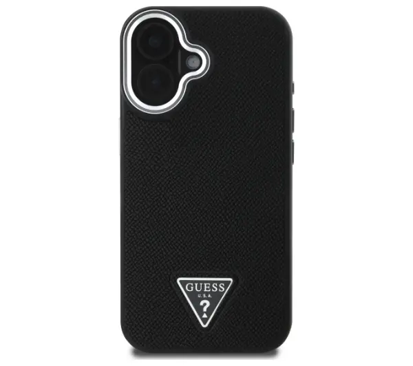 Guess Grained Triangle MagSafe do iPhone 16 Czarny