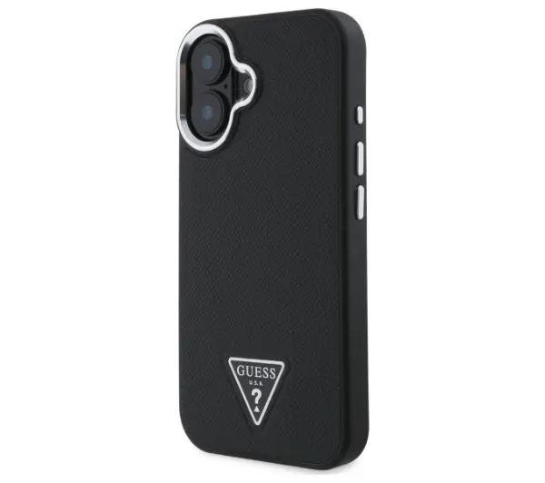 Guess Grained Triangle MagSafe do iPhone 16 Czarny