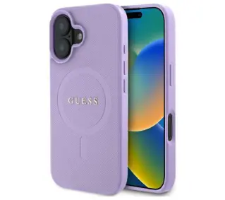 Guess Saffiano MagSafe do iPhone 16 Fioletowy