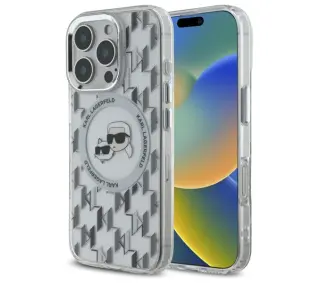 Karl Lagerfeld IML Monogram Karl&Choupette Head MagSafe do iPhone 16 Pro Przezroczysty