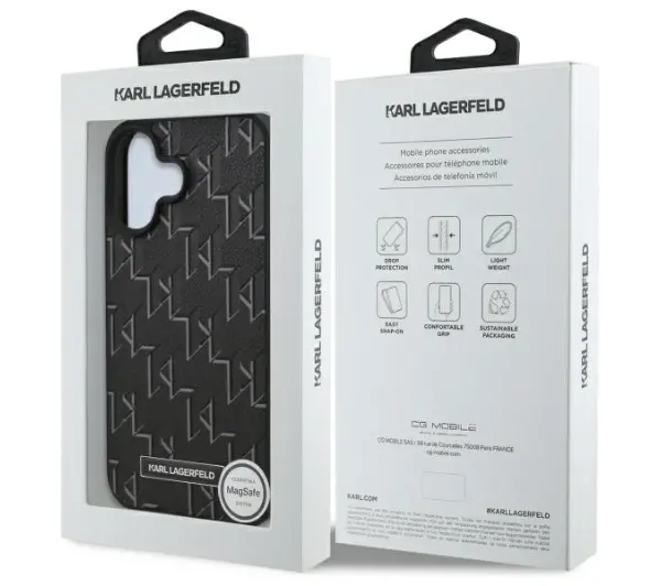 Karl Lagerfeld Hot Stamp MagSafe do iPhone 16 Czarny