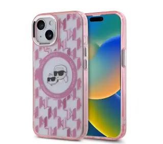 Karl Lagerfeld IML Monogram Karl&Choupette Head MagSafe do iPhone 15 Różowy