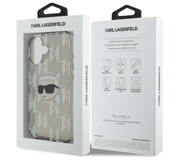 Karl Lagerfeld IML Karl Head Electroplated do iPhone 16 Czarny