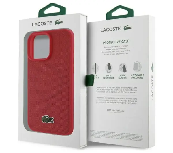Lacoste Iconic Petit Pique MagSafe do iPhone 16 Pro Czerwony