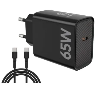 Ładowarka sieciowa Rebeltec H1065 GaN3 USB-C PD65W Czarny
