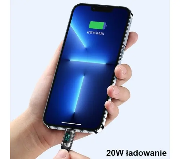 USAMS USB-C do Lightning LED 20W PD Fast Charge 1,2 Biały