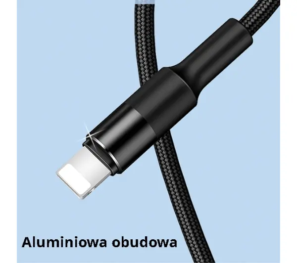 USAMS 3w1 2A lightning/microUSB/USB-C 1,5m Czarny