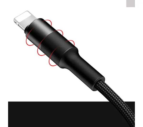 USAMS 3w1 2A lightning/microUSB/USB-C 1,5m Czarny