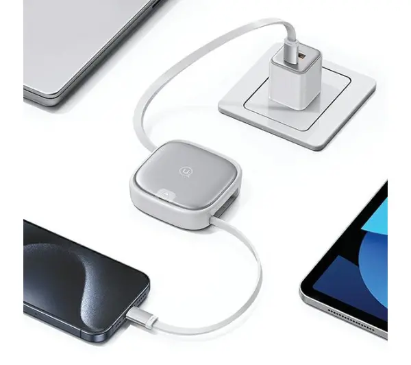 USAMS 3w1 USB-C do microUSB/USB-C/Lightning 60W Srebrny