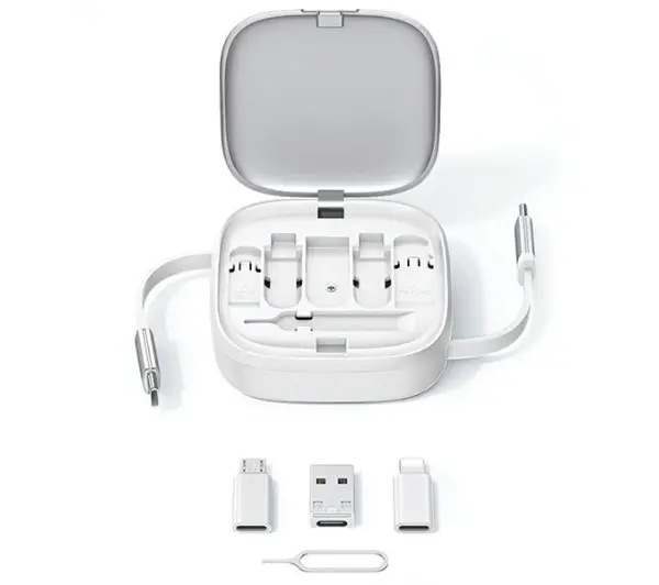 USAMS 3w1 USB-C do microUSB/USB-C/Lightning 60W Srebrny
