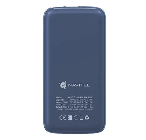 фото Зовнішній акумулятор (павербанк) Navitel PWR10 MX 10000mAh 22,5W Blue