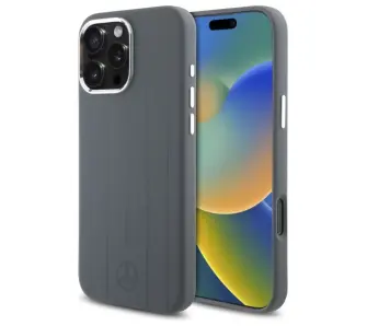 Etui Mercedes-Benz Silicone Vertical Tonal Stripes MagSafe do iPhone 16 Pro Max Szary