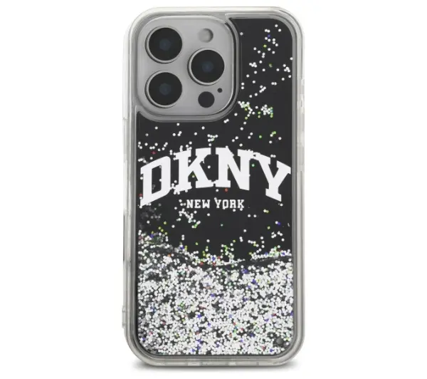 DKNY Liquid Glitter Arch Logo do iPhone 16 Pro Czarny
