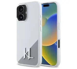 Karl Lagerfeld Silicone Initial Metal Logo MagSafe do iPhone 16 Biały