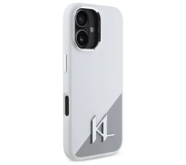 Karl Lagerfeld Silicone Initial Metal Logo MagSafe do iPhone 16 Biały