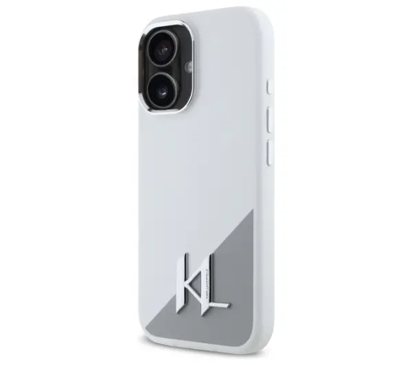Karl Lagerfeld Silicone Initial Metal Logo MagSafe do iPhone 16 Biały