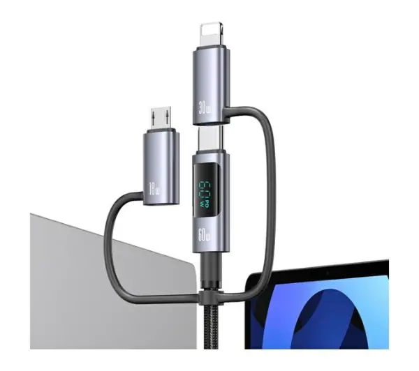 USAMS 6w1 Fast Charging 60W 1,2m Czarny