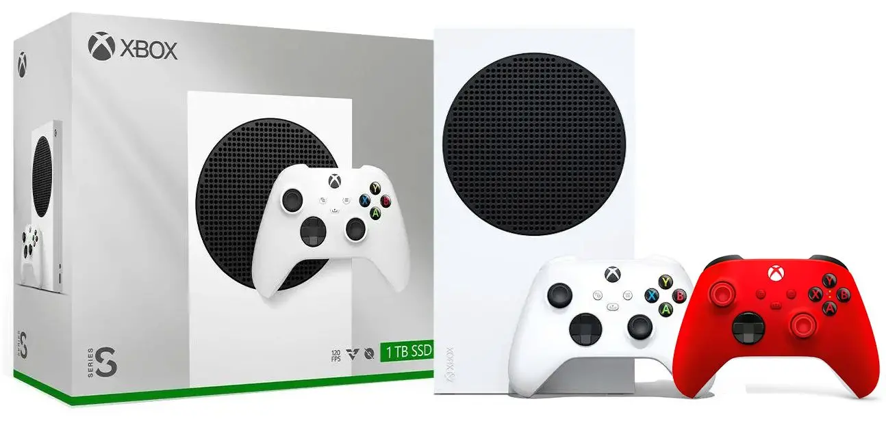 Konsola Xbox Series S 1TB Biały + Dodatkowy Pad Czerwony