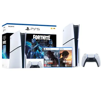 Konsola Sony PlayStation 5 Slim D Chassis (PS5) 1TB z napędem Fortnite Cobalt + The Last of Us Part I + The Last of Us Part II