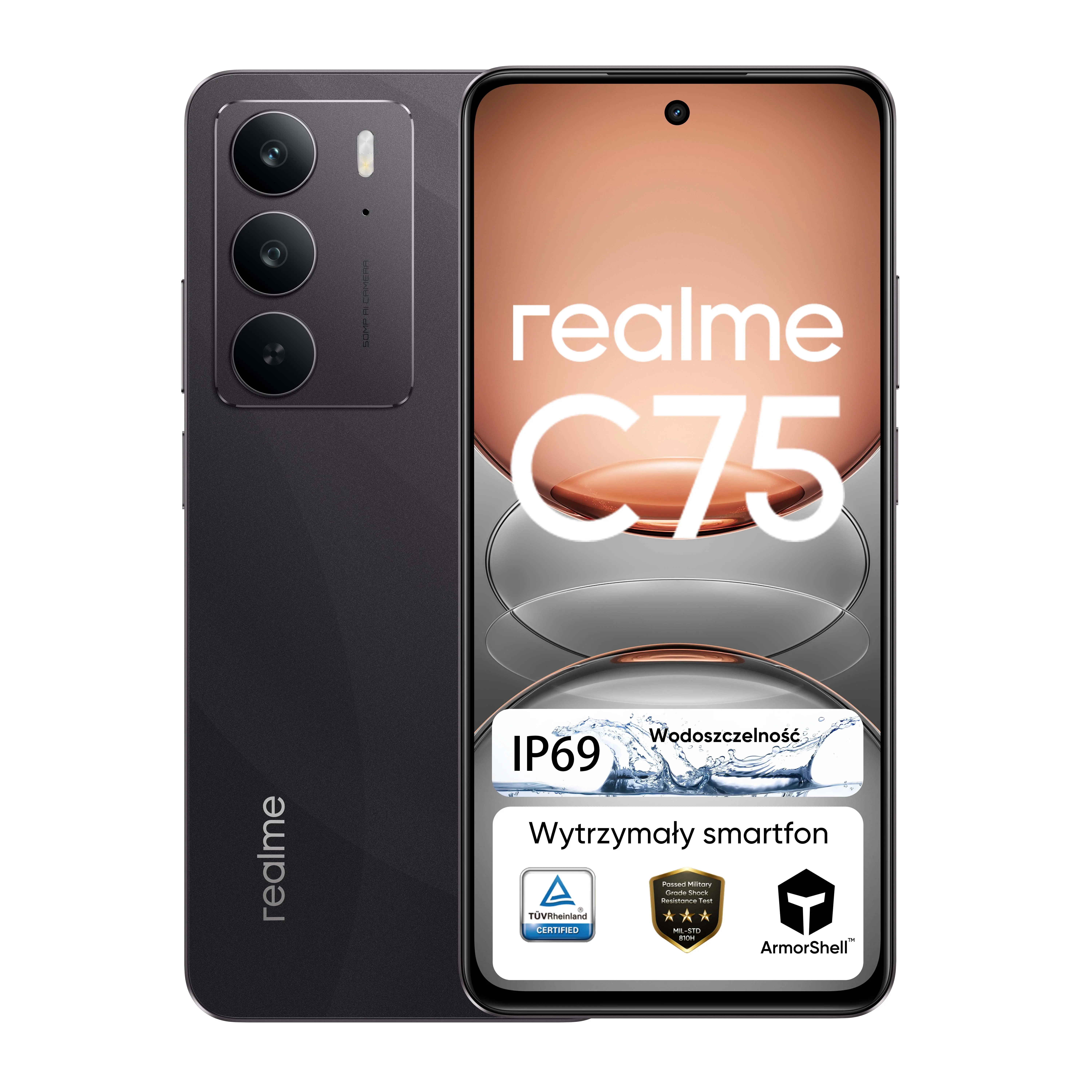 Smartfon realme C75 8/256GB Funkcje AI 6,7" 90Hz 50Mpix Czarny
