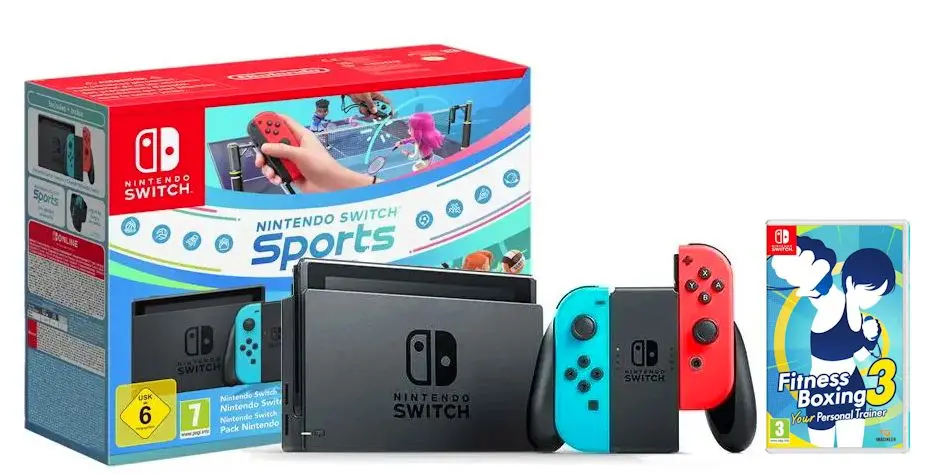 Konsola Nintendo Switch Joy-Con v2 Czerwono-niebieski Sports Set + Nintendo Online 365dni + Fitness Boxing 3 Your Personal Train