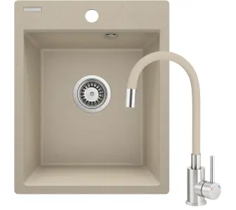 Zlewozmywak Deante Corio ZRCP7103 Piaskowy + bateria Beżowy