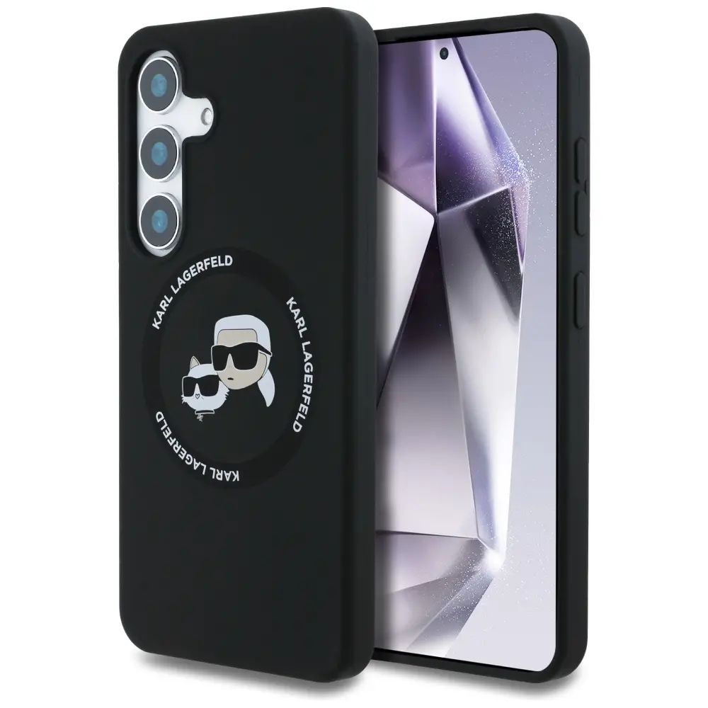 Etui Karl Lagerfeld Silicone Double Heads And Circle MagSafe do Galaxy S25 Czarny