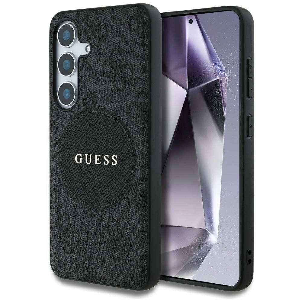 Etui Guess 4G Round Patch Classic Logo MagSafe do Galaxy S25 Plus Czarny